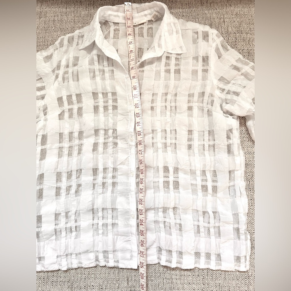 Marsh Landing White Modernist Burnout Gauze Funky Art-to-Wear Button Down Sz L - Picture 9 of 11